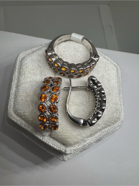 Jewelry - 925 Sterling Silver Jewelry Set Ring Size 6 9.8g Elegant Fine Jewelry